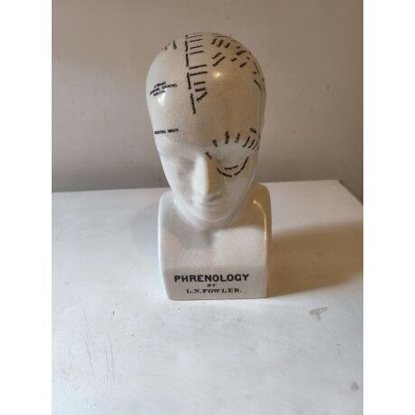 Cracked earthenware phrenology bust by Fowler