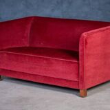 Vintage Red Velvet Sofa, 1950s
