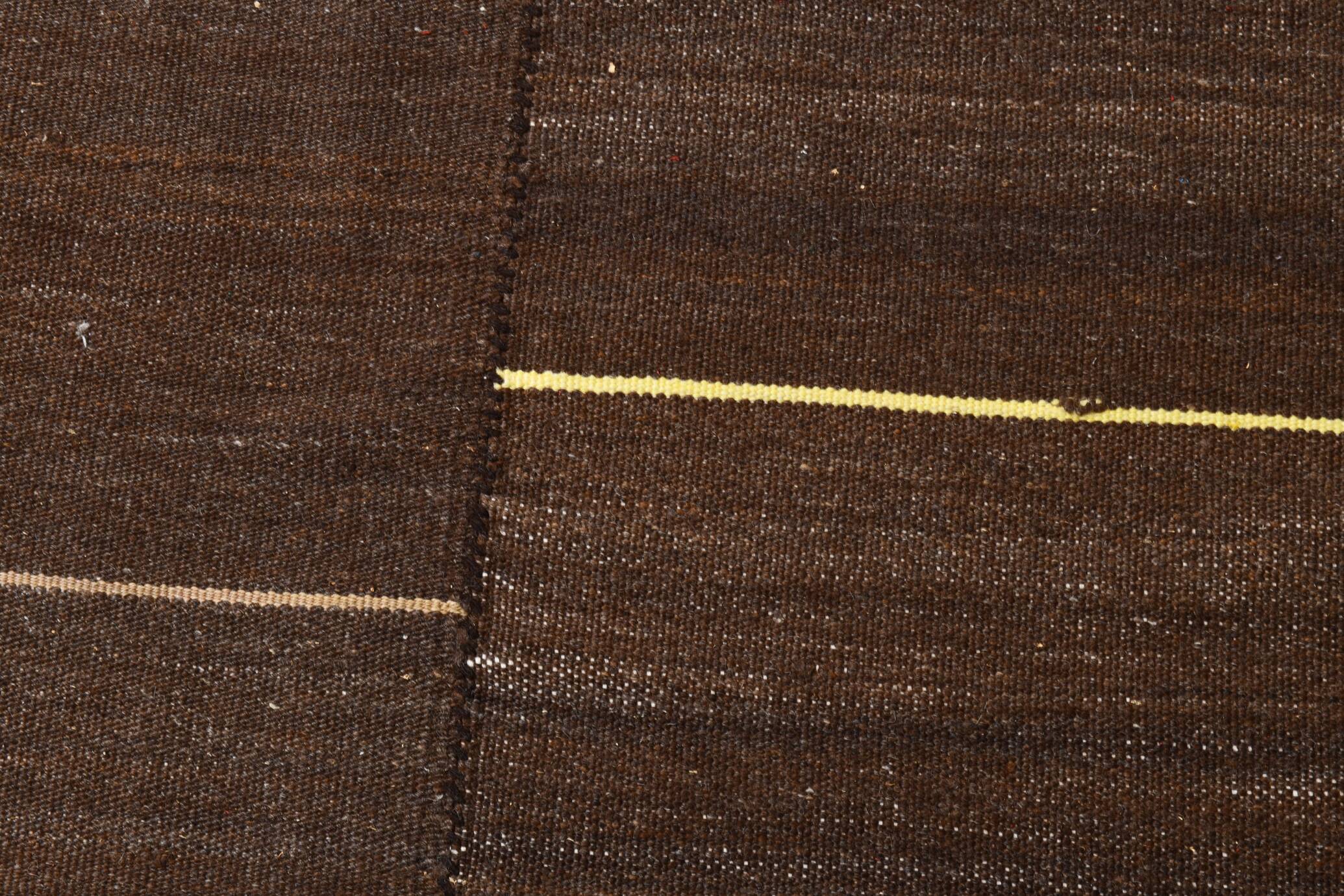 5x8 Dark Brown Ethnic Turkish Kilim Rug, 169x238Cm