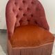 Vintage toad armchair in velvet old pink