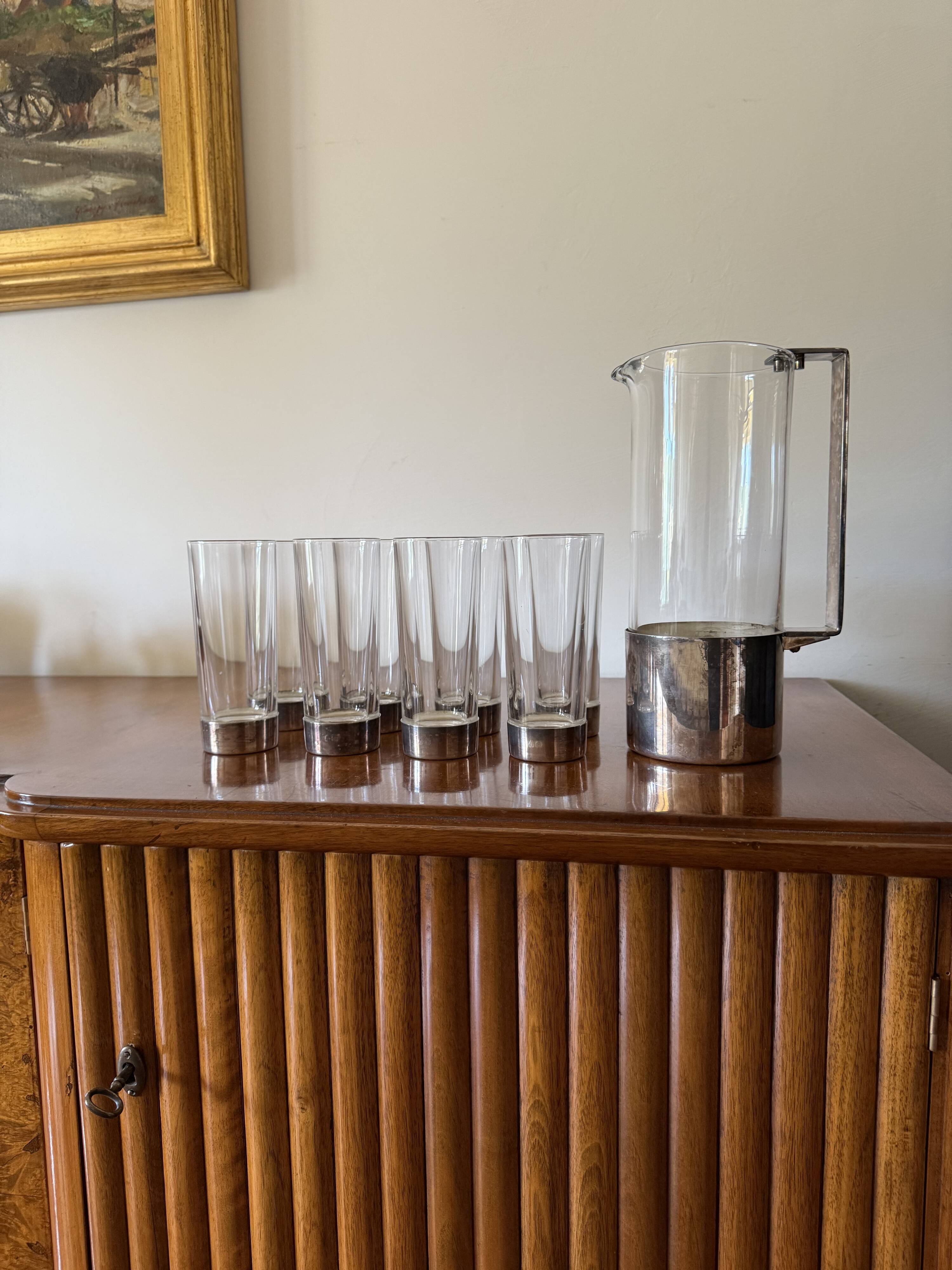 Hollywood Regency silverplate cocktail set, Italy 1970s