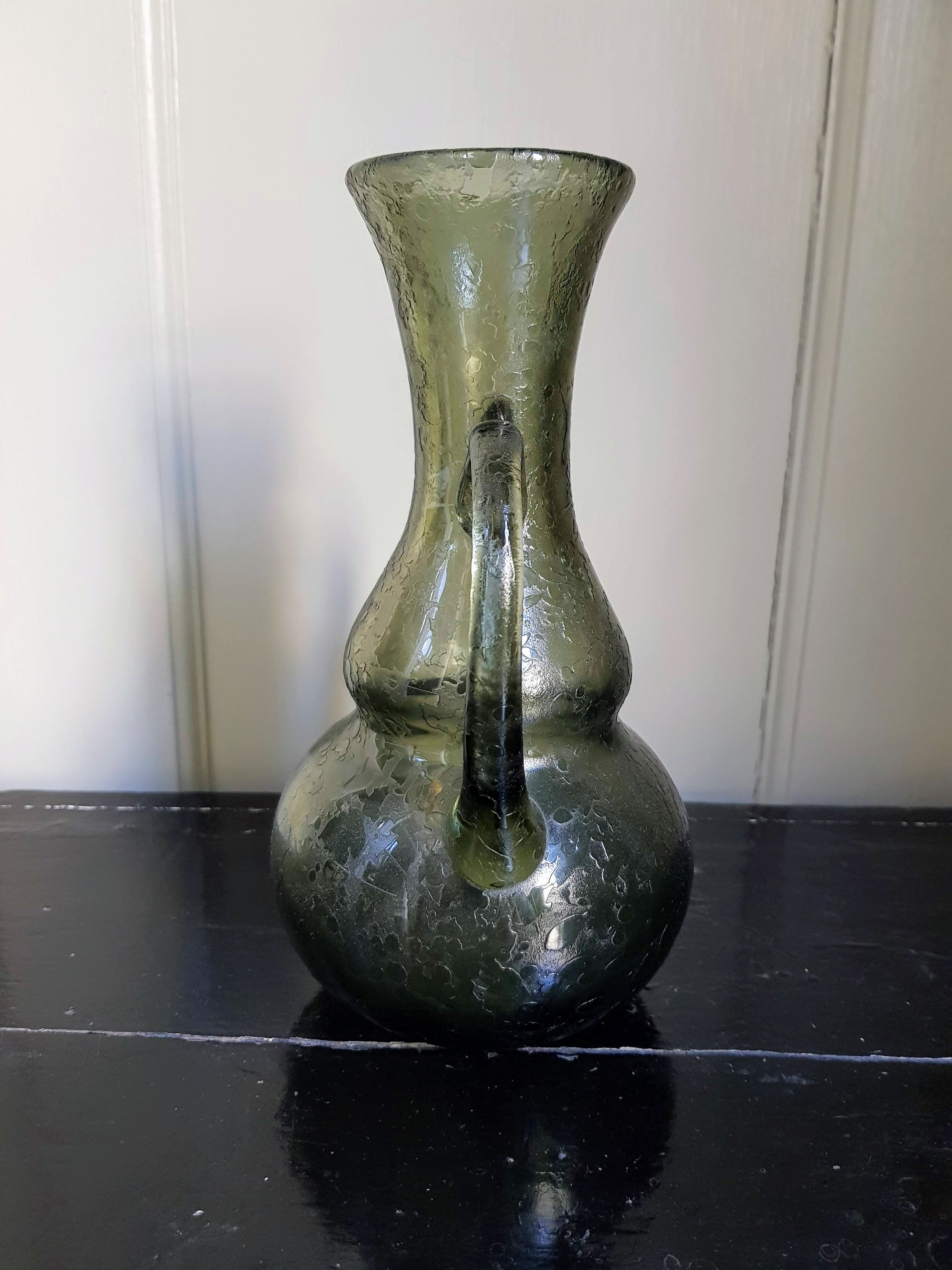 Vintage Frosted Murano Glass Amphora Vase