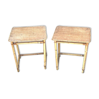 Pair of rattan tables