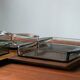 Danish Modern Serving Set Teak Tray With Glass Bowls