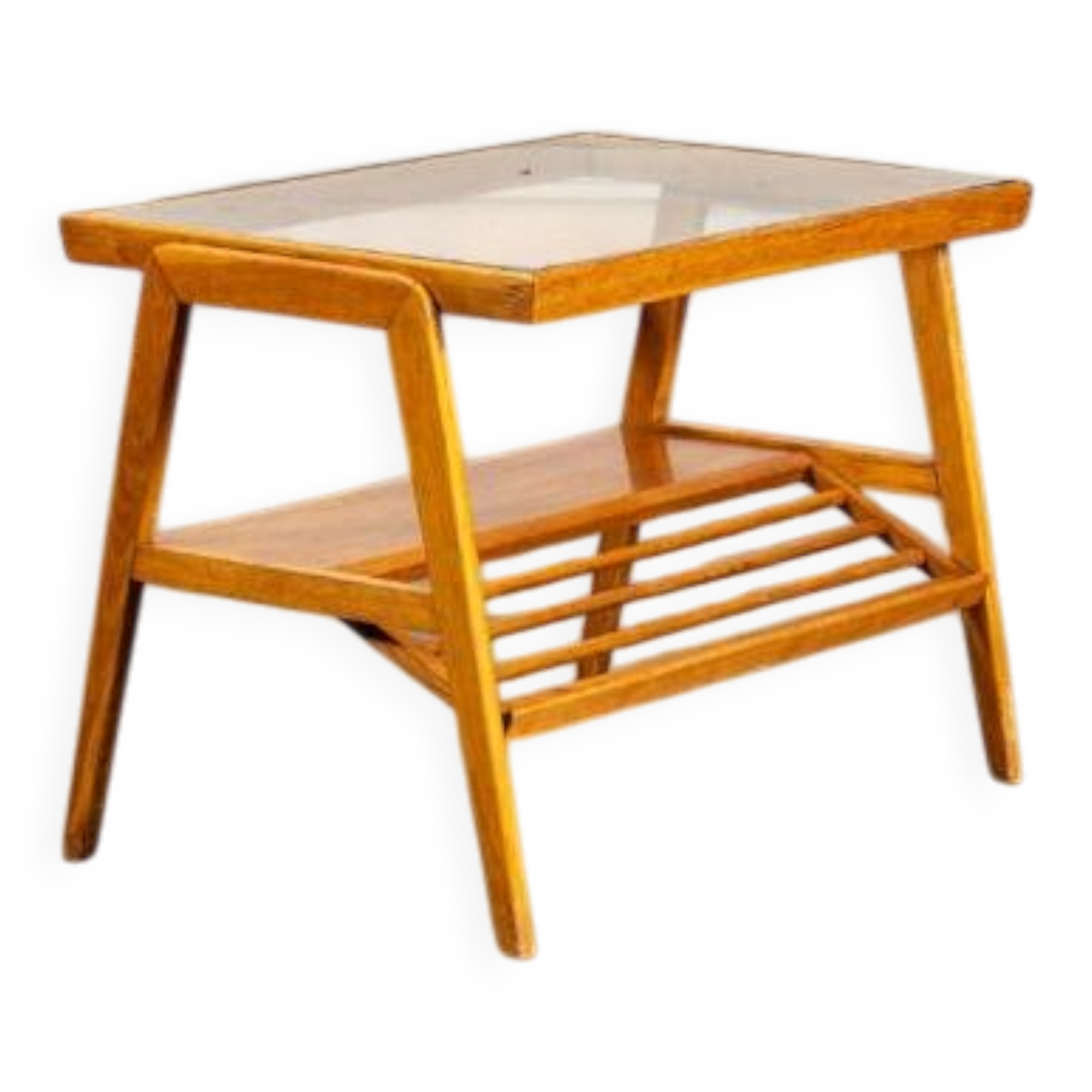 Glass and wood side table