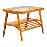 Glass and wood side table