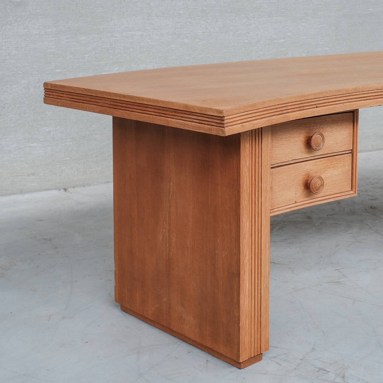 Mid-Century Oak Curved French Desk