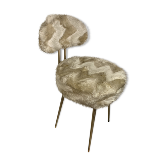 Vintage chair, beige moumoute
