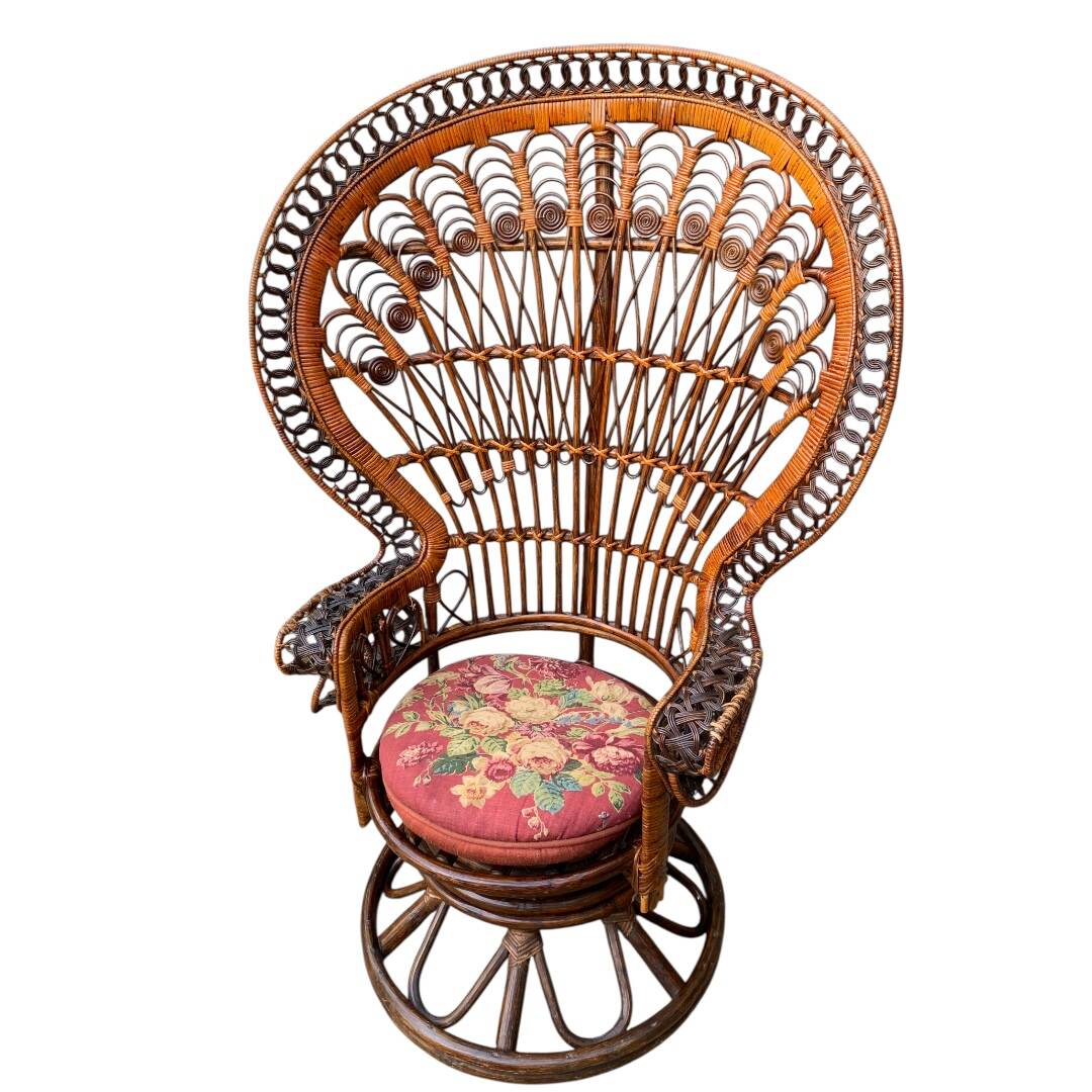 Emmanuelle rattan armchair Peacock 1960