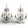 Pair of 6-light chandeliers with polychrome pendants.