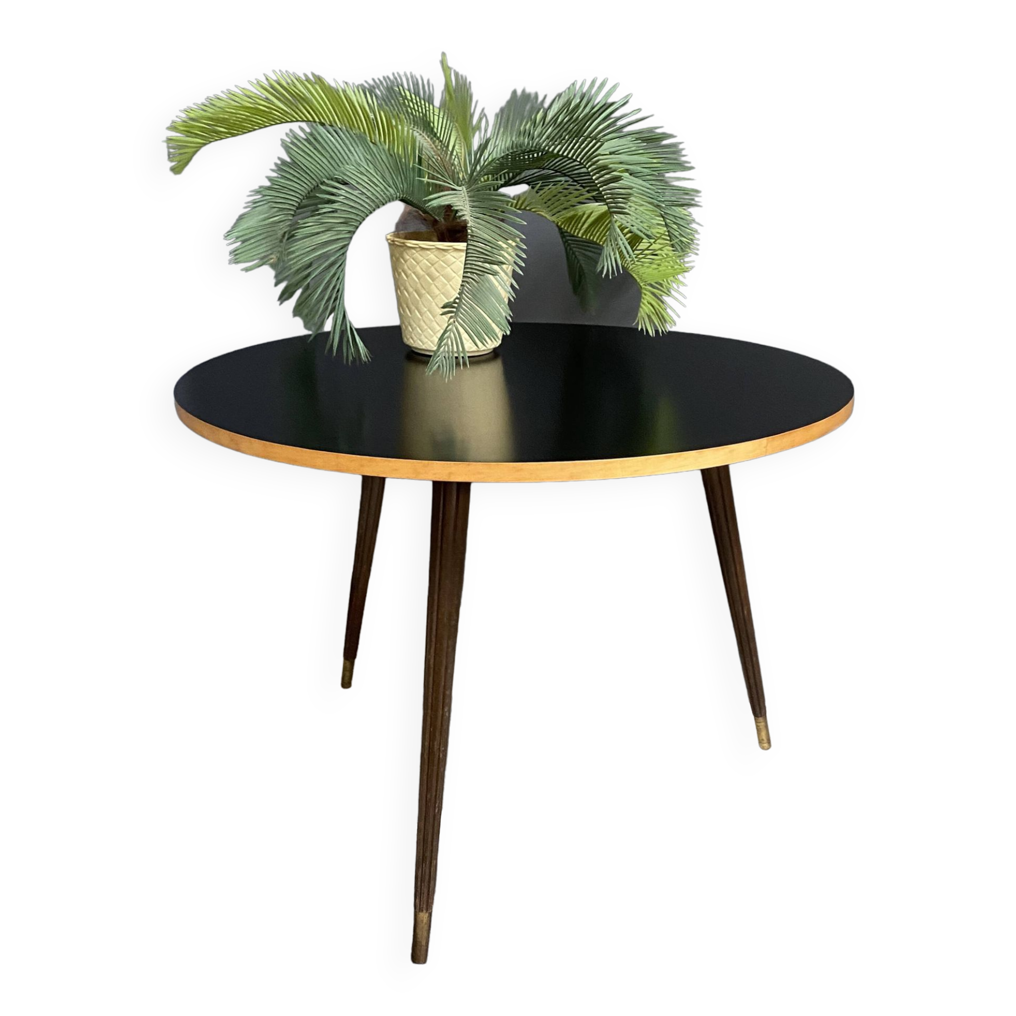 Black formica round coffee table 1960s