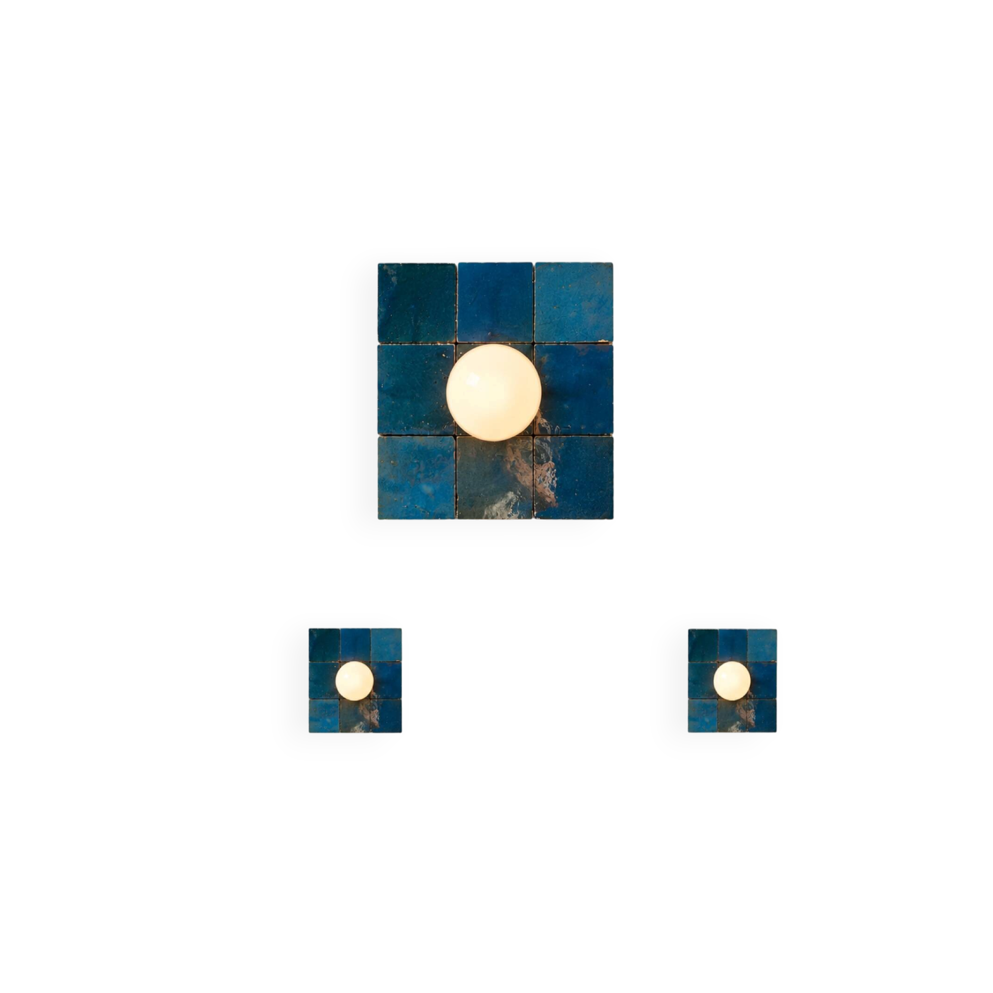 Blue zellige wall light