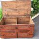 Coffre de mariage ancien en bois peint XIXème