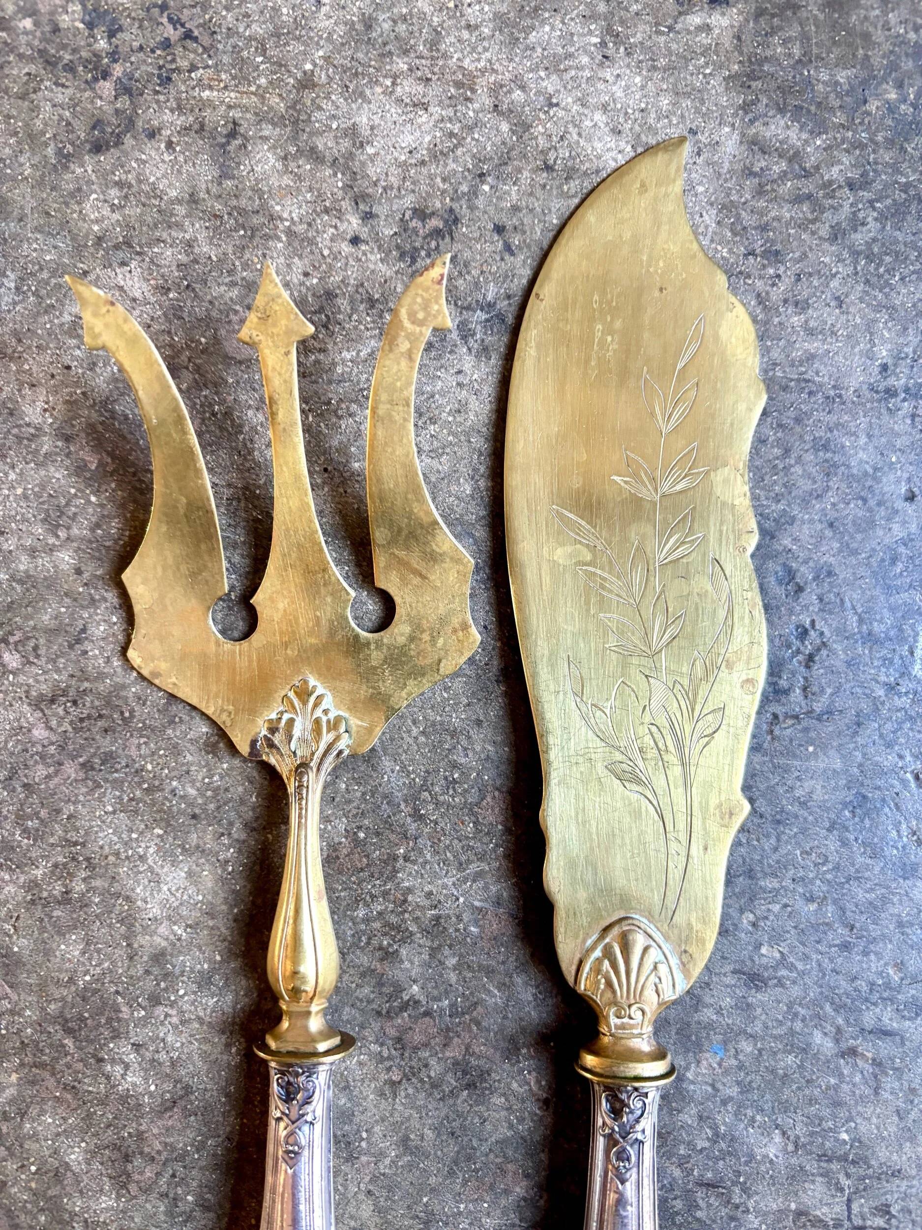 Silver and gilt fish serving cutlery no. 1