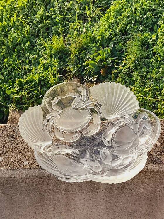 Mikasa crystal salad bowl with seashell and crab design