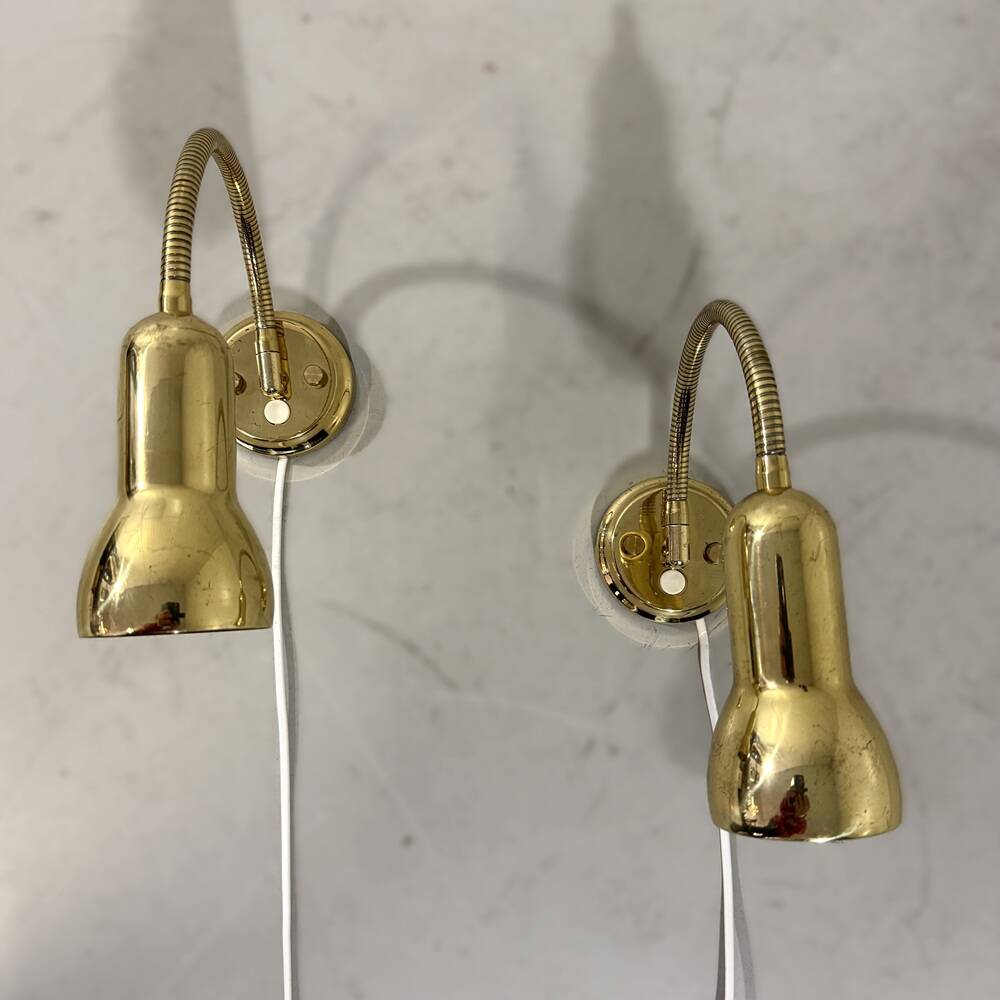 Brass flexible wall lamps, set of 2, 1960’s