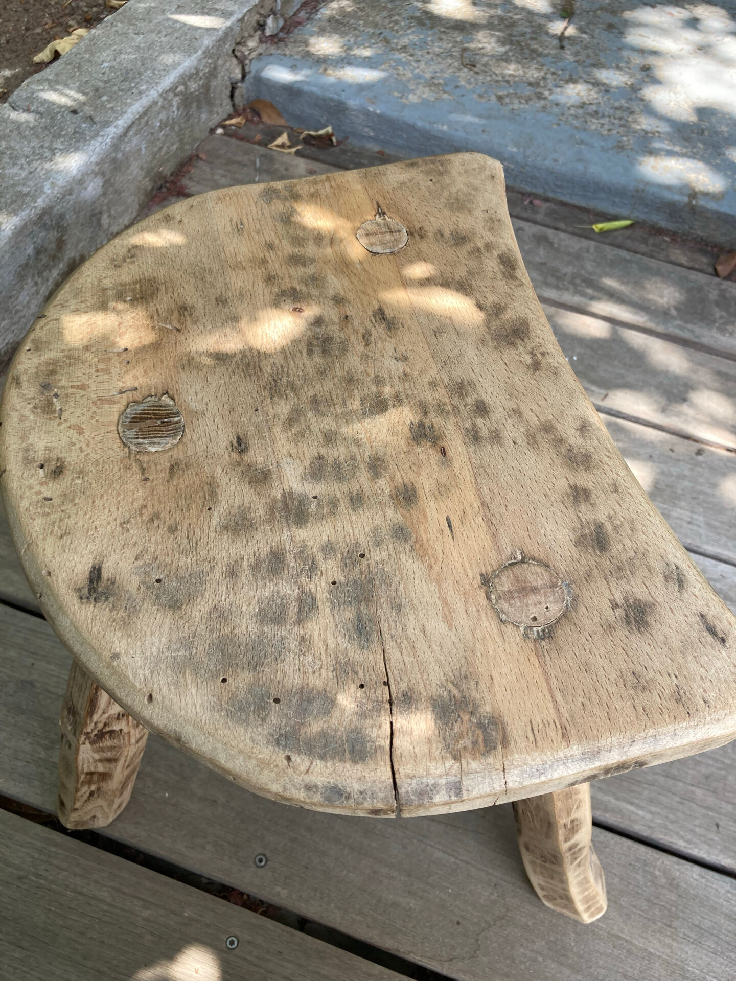 Set of 2 stools brutalist tripod oak/beech