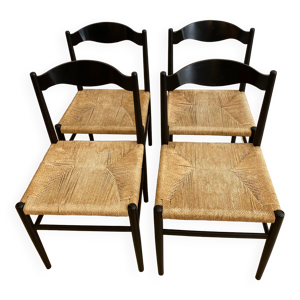 4 chaises vintage paillées