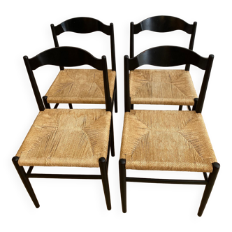 4 chaises vintage paillées