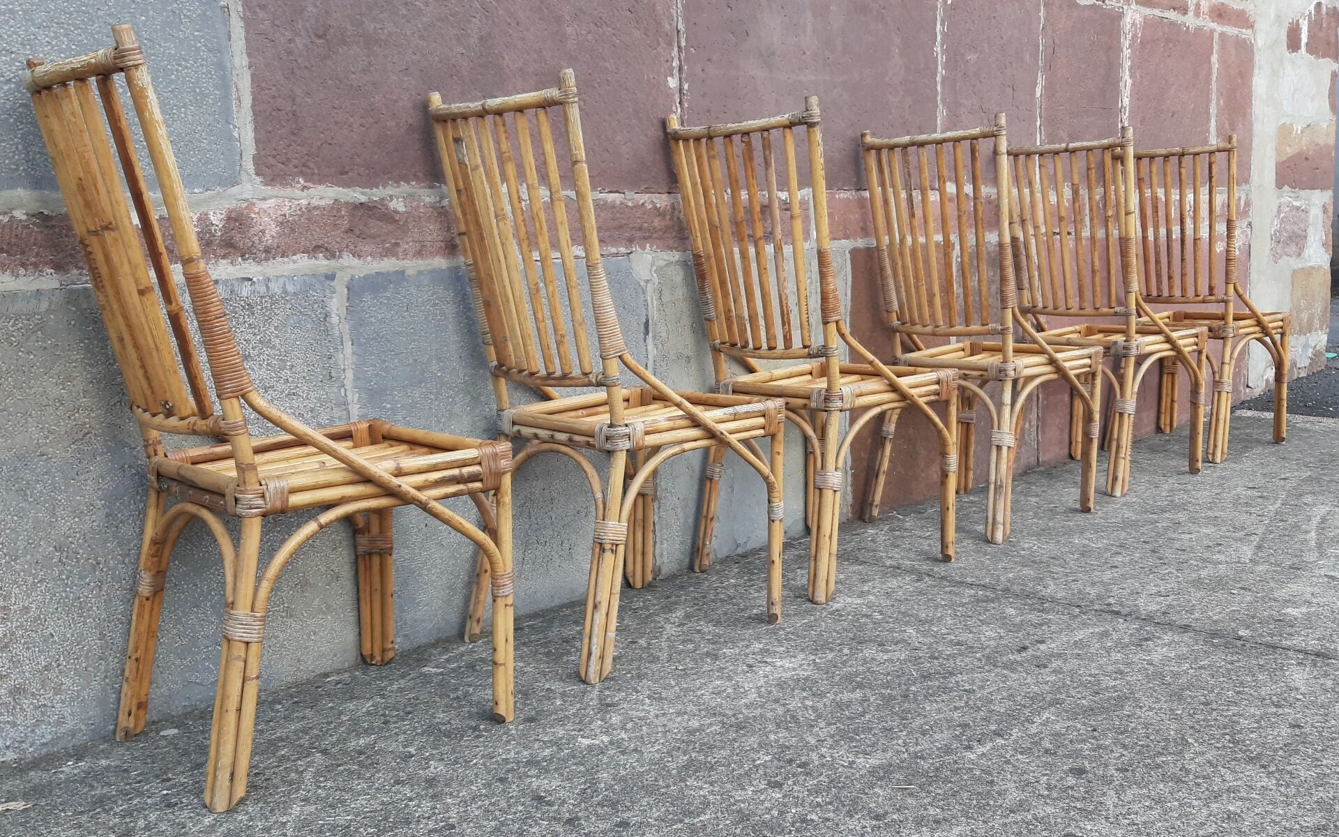 Chaises en bambou et rotin (lot de 6)