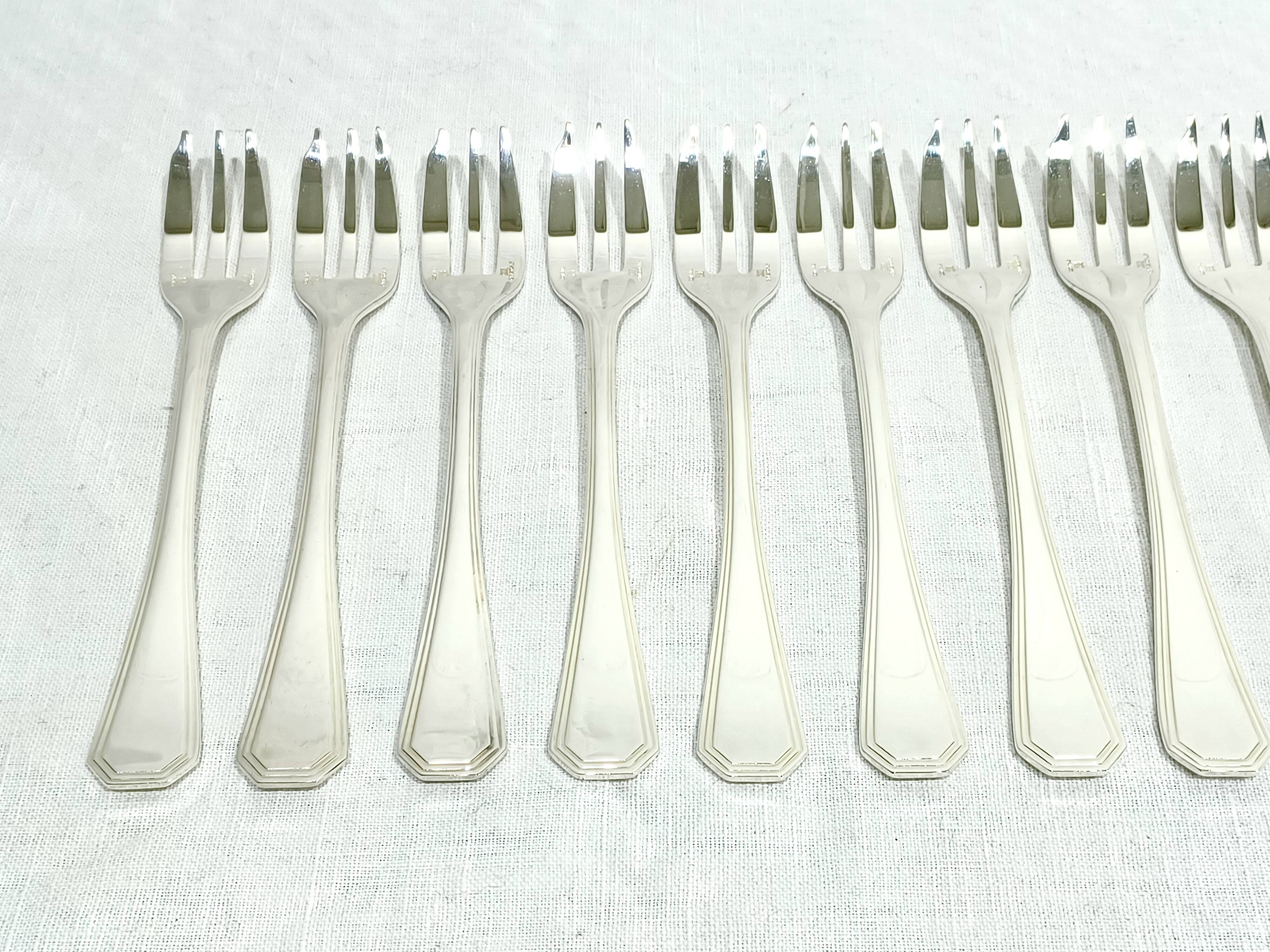 Christofle – 12 Silver Plated Cake Forks, America Model