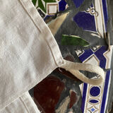 Large white cotton tea towel with damask thread.