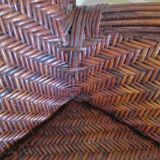 Two-seater banquette in woven rattan, wood and bamboo, 1980s.