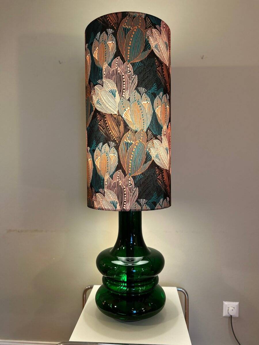 Vintage Doria lamp in green opaline glass with internal lighting by Doria Leuchten, 1970s.