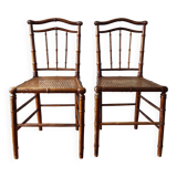 Paire de chaises bois tourné et cannage