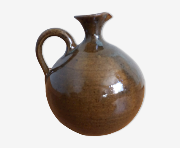 Vase pichet boule bonbonne en grès pyrité poterie artisanale du Bois de Laud