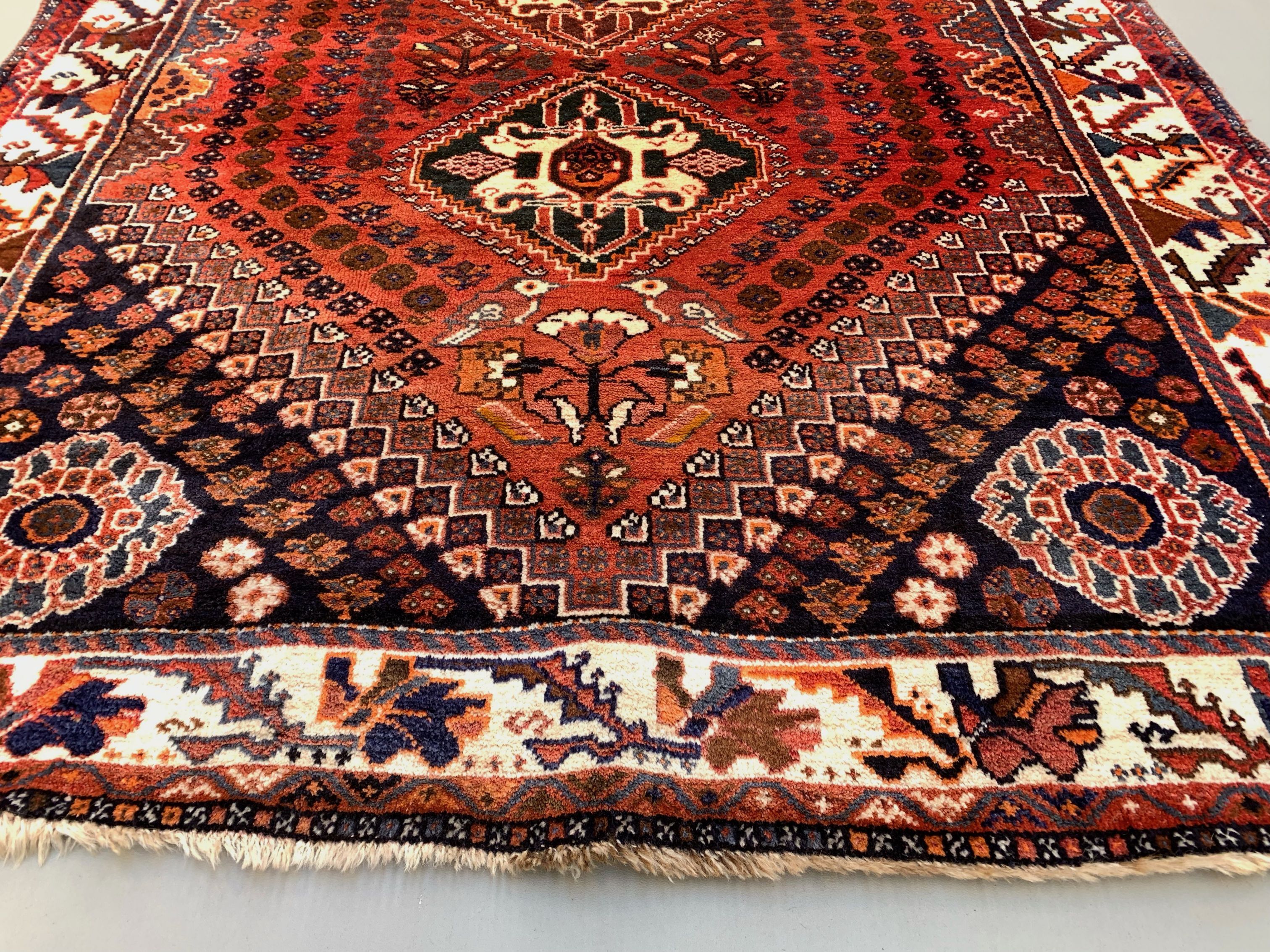 Vintage Traditional Tribal Rug 284x175 cm Wool Oriental HandMade Rug, Red Black