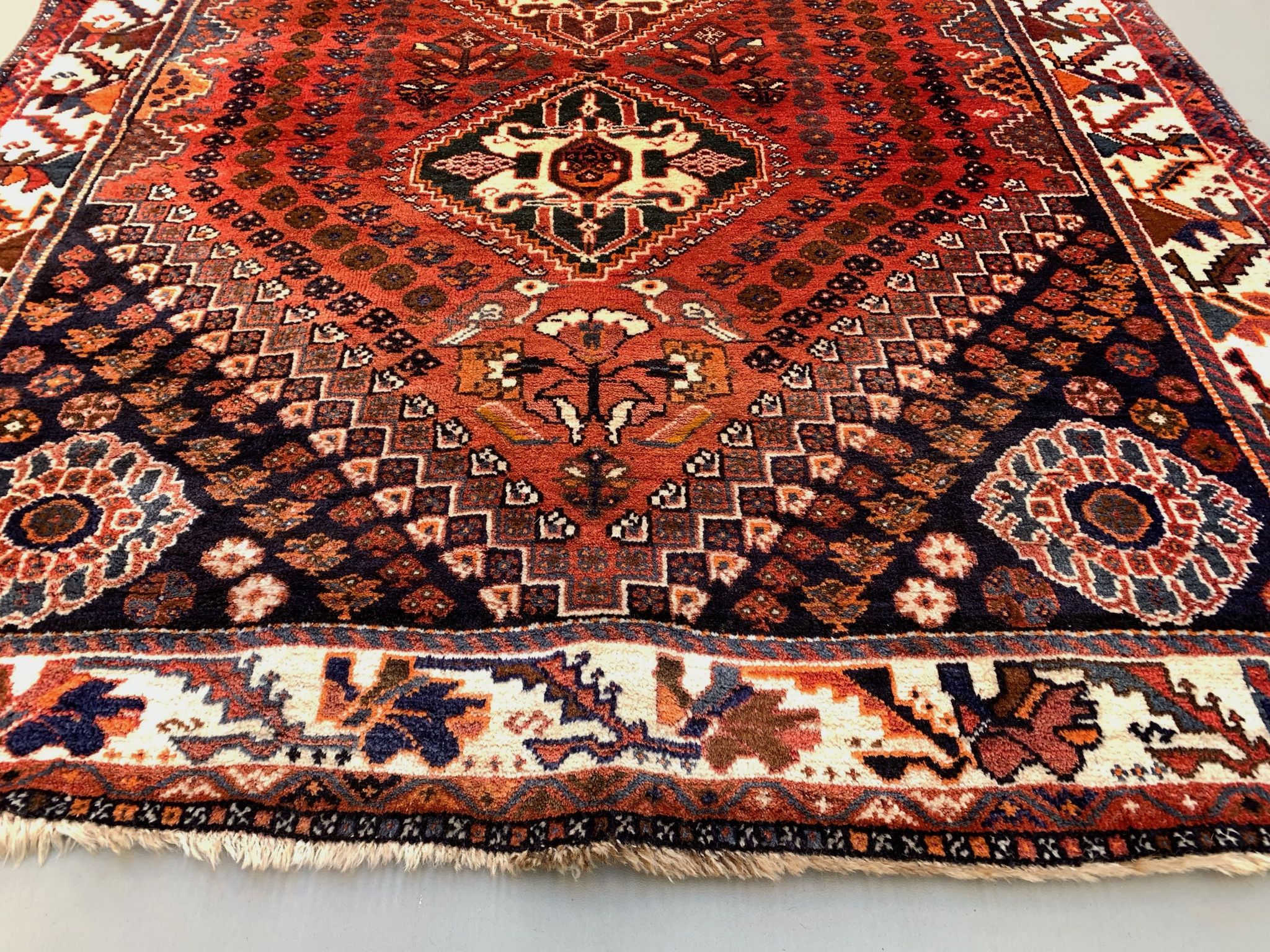 Vintage Traditional Tribal Rug 284x175 cm Wool Oriental HandMade Rug, Red Black