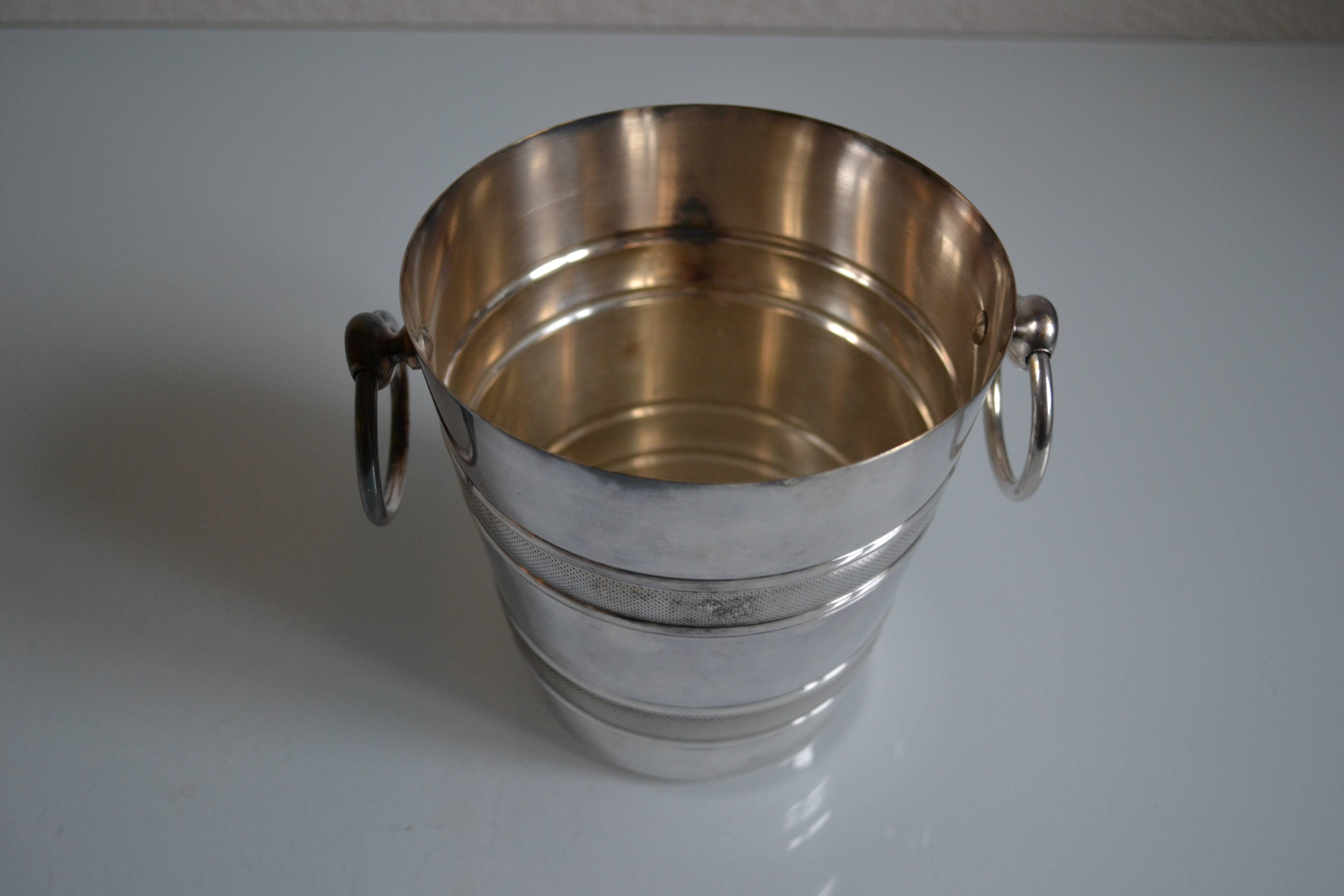 Vintage silver metal ice bucket