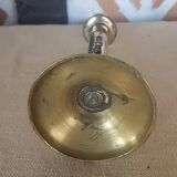 Brass candle holder with pusher and cup