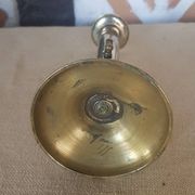 Brass candle holder with pusher and cup