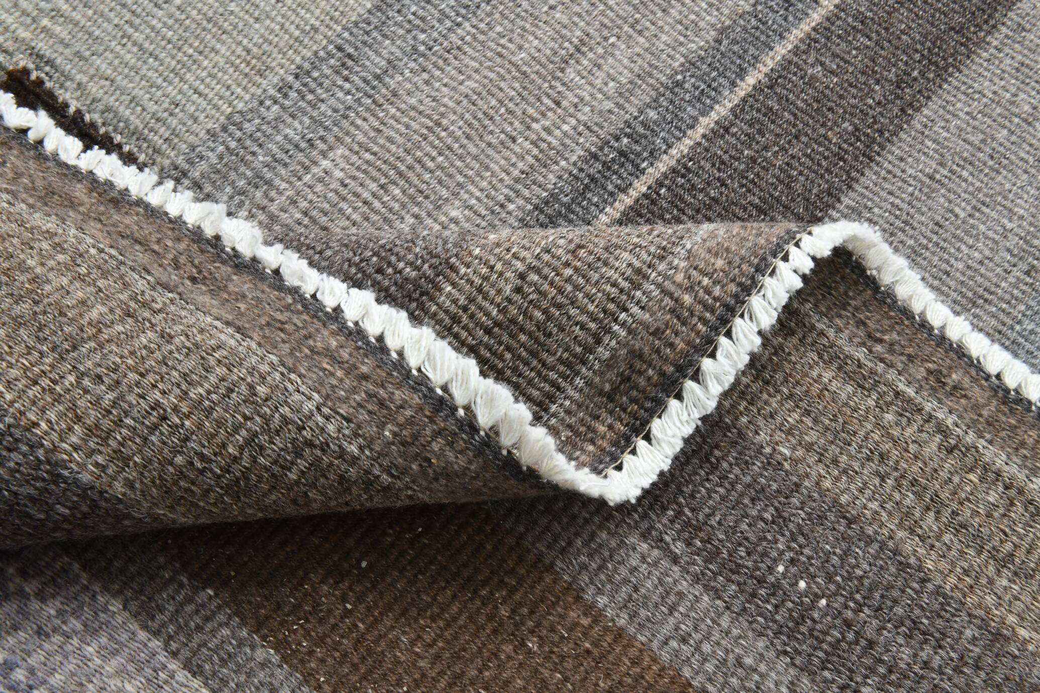 7x9 Gray & Teal Green Handmade Kilim Rug, 224x264Cm