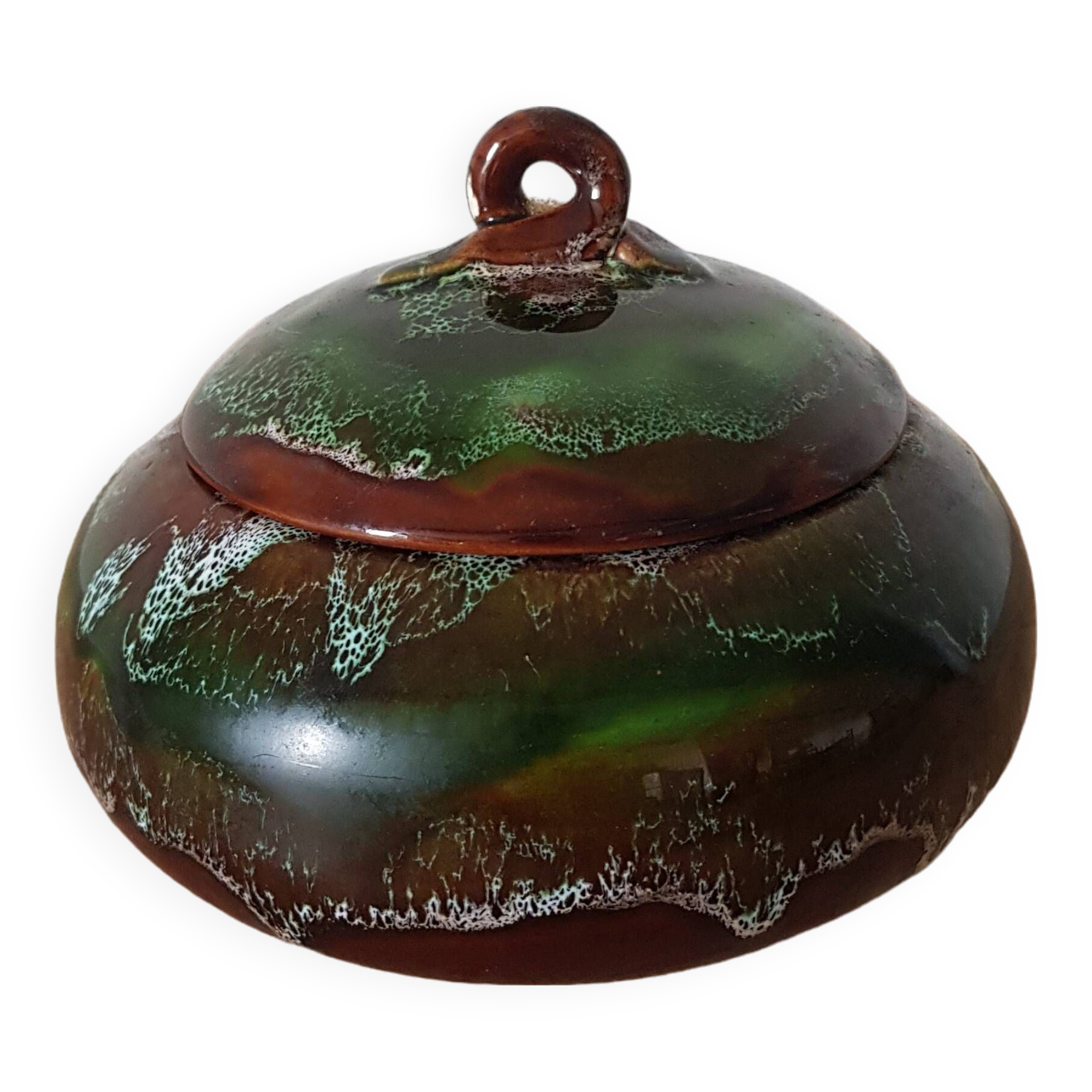 Small green Vallauris style candy box