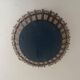 Round wall mirror with a modern mid-century wooden frame, 1960s, Germany.