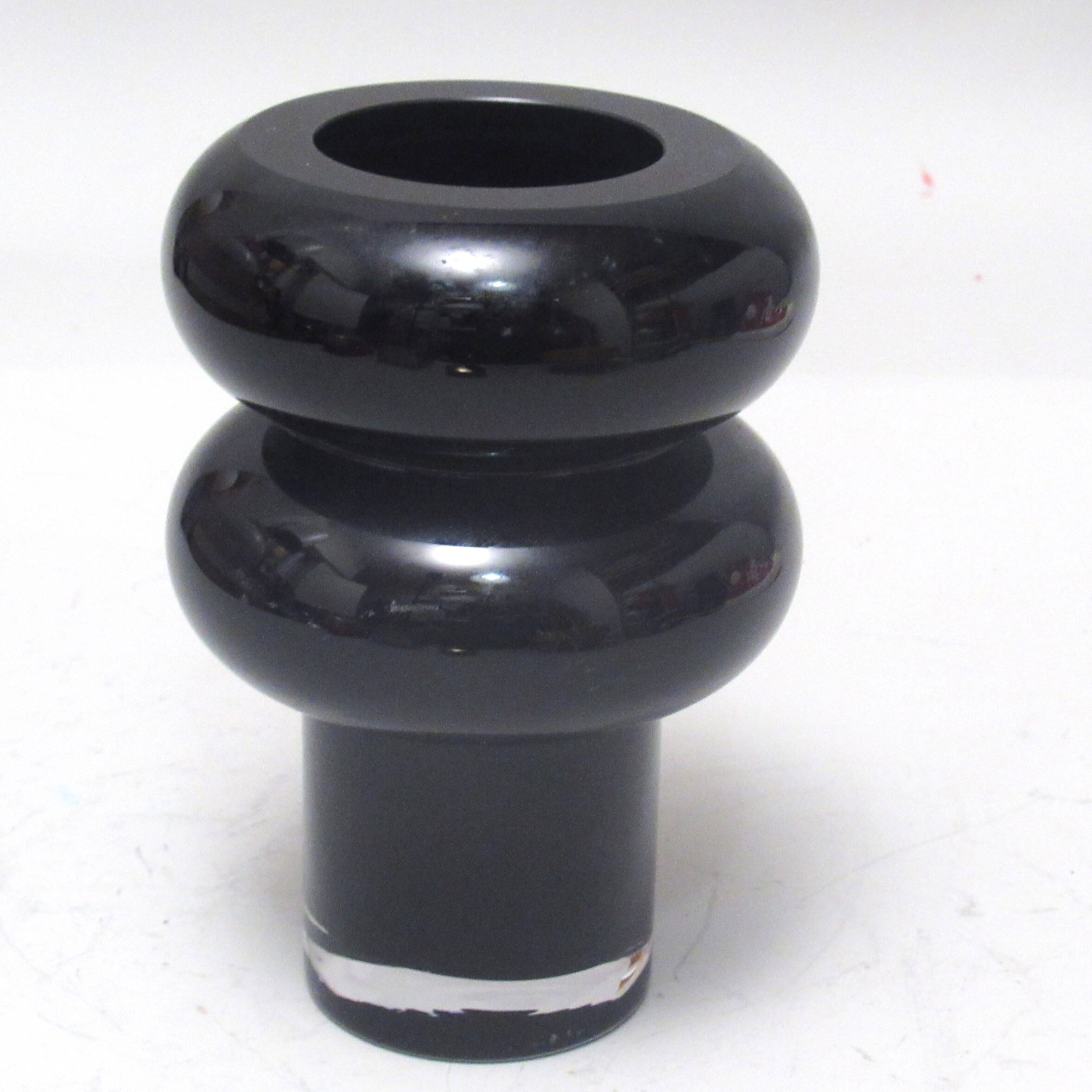 Small bilobed vase in black glass