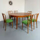 Extendable round teak table French design TV furniture Paris 1960