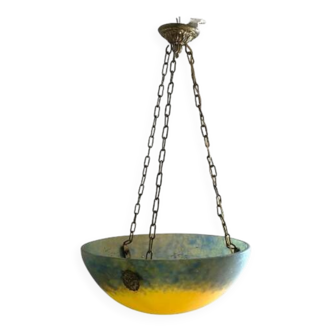 Art Nouveau glass paste suspension by Degué.