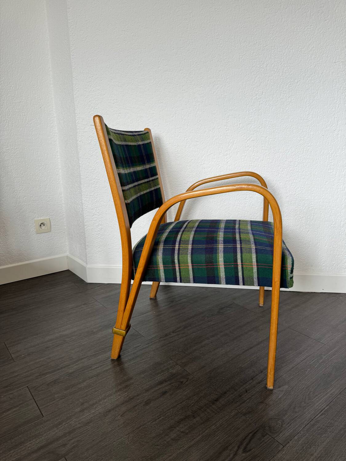Fauteuil Bow Bois par Hugues Steiner 1950