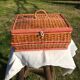 Vintage wicker and "scoubidou" box