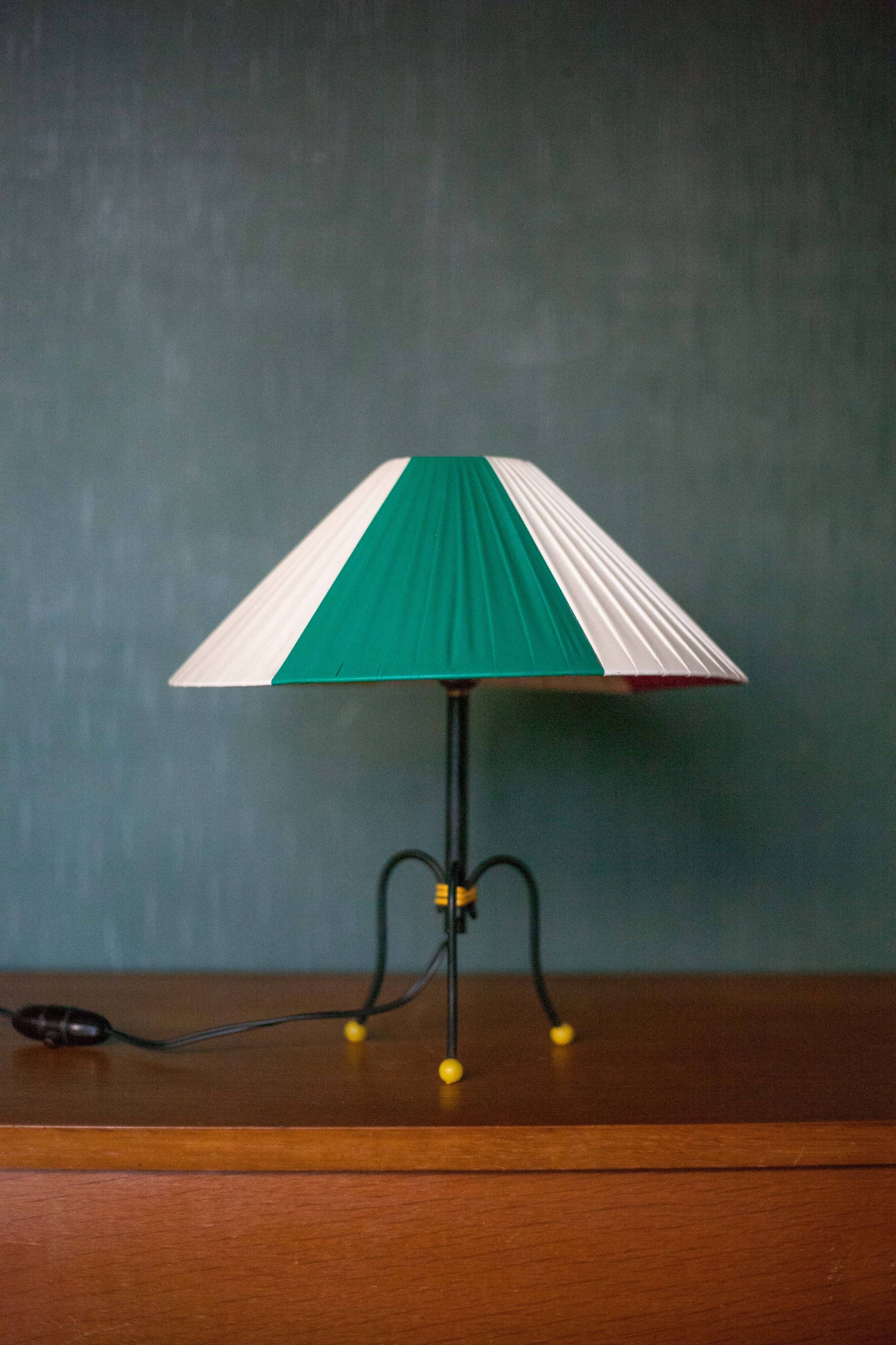 Vintage tripod lamp, bedside lamp, table lamp, rockabilly, retro, scoubidou son lamp, decoration