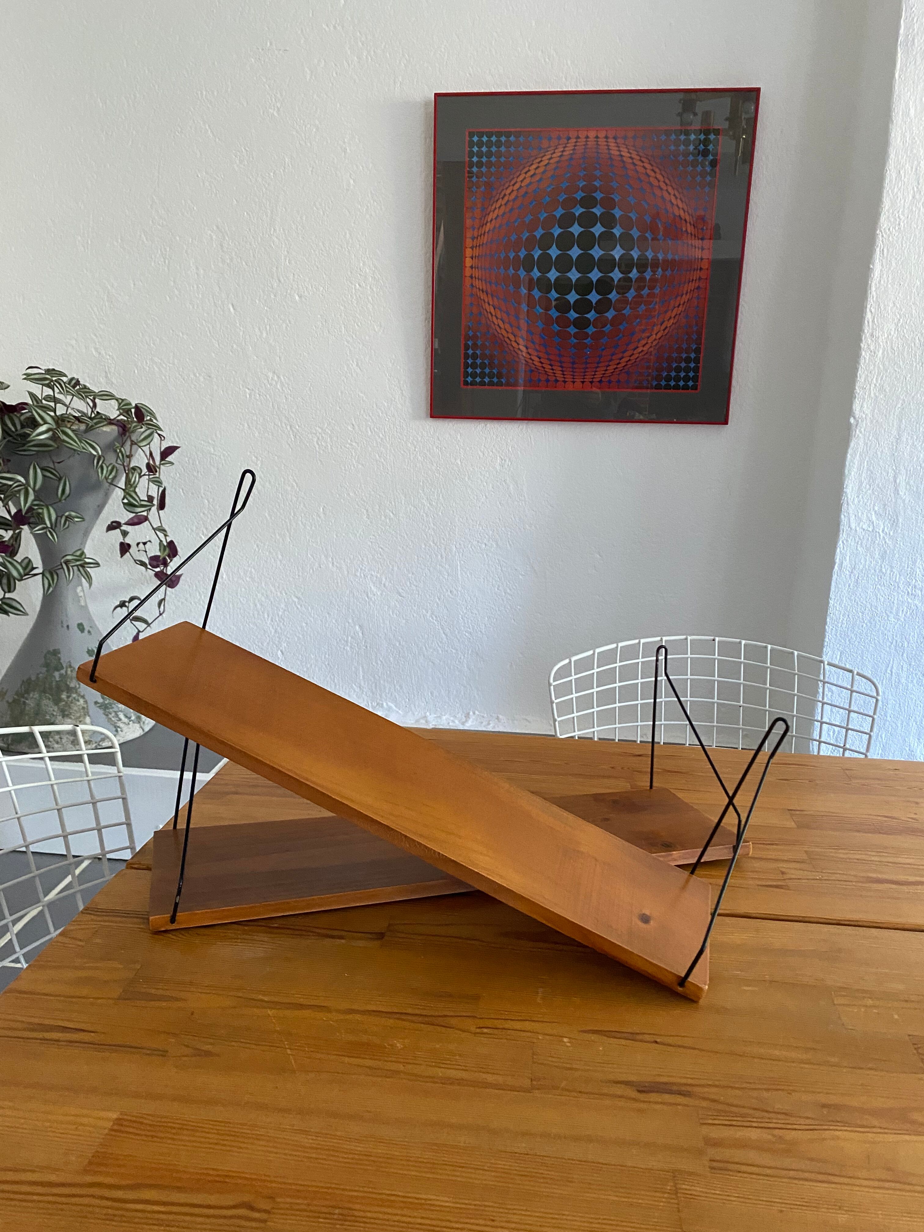 Pair shelves string wood vintage midcentury