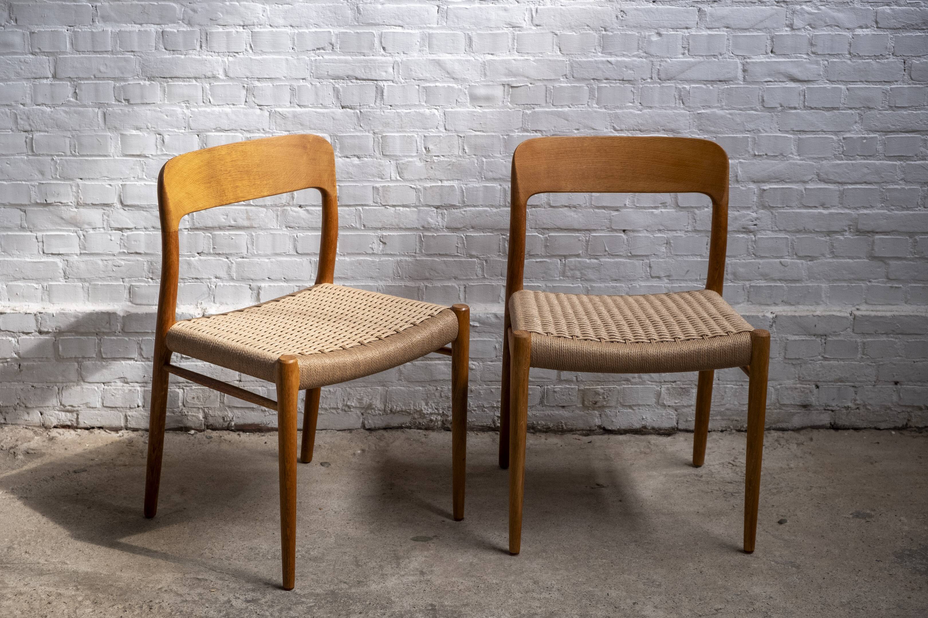 4x Niels Møller chair Model 75 in Oak, 1960s Denmark