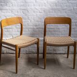 4x Niels Møller chair Model 75 in Oak, 1960s Denmark