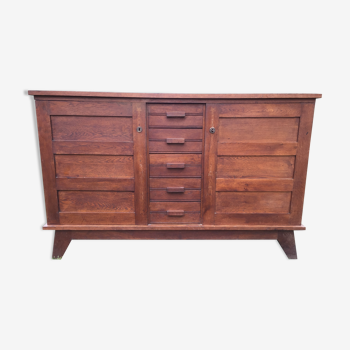 Vintage buffet René Gabriel in oak period reconstruction said of disaster victims
