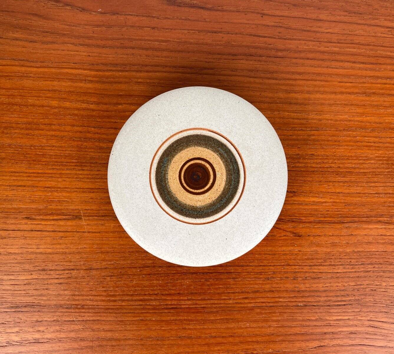 Vintage stoneware bowl with lid by Tove Rappold for Knabstrup, Denmark, 1970s.