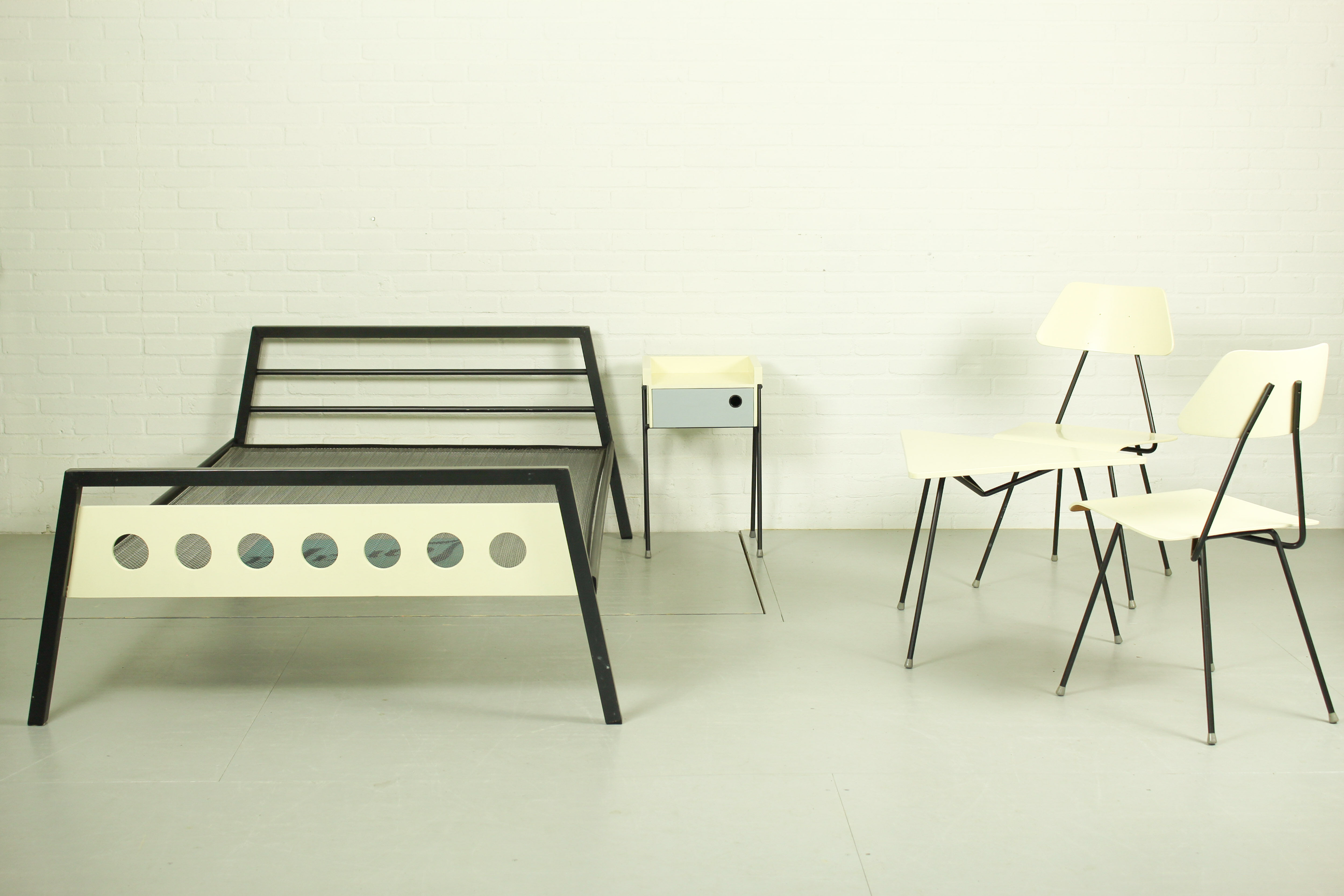 Rob Parry and Emile Truijen Bed, Chair and Nightstand for Dico series "Kamer 56", 1950s